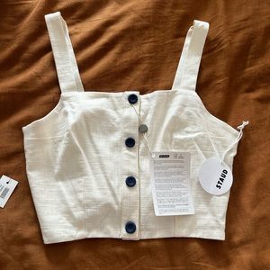NWT STAUD Cita Cropped Linen Top